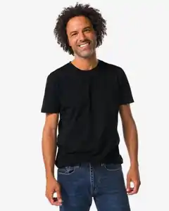 Herren T-Shirts, Slim Fit, mit O-Ausschnitt – 2 Stück schwarz