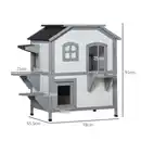 Bild 3 von Katzenhaus Outdoor Katzenhütte 2-Etagen Katzenvilla Asphaltdach Weiß