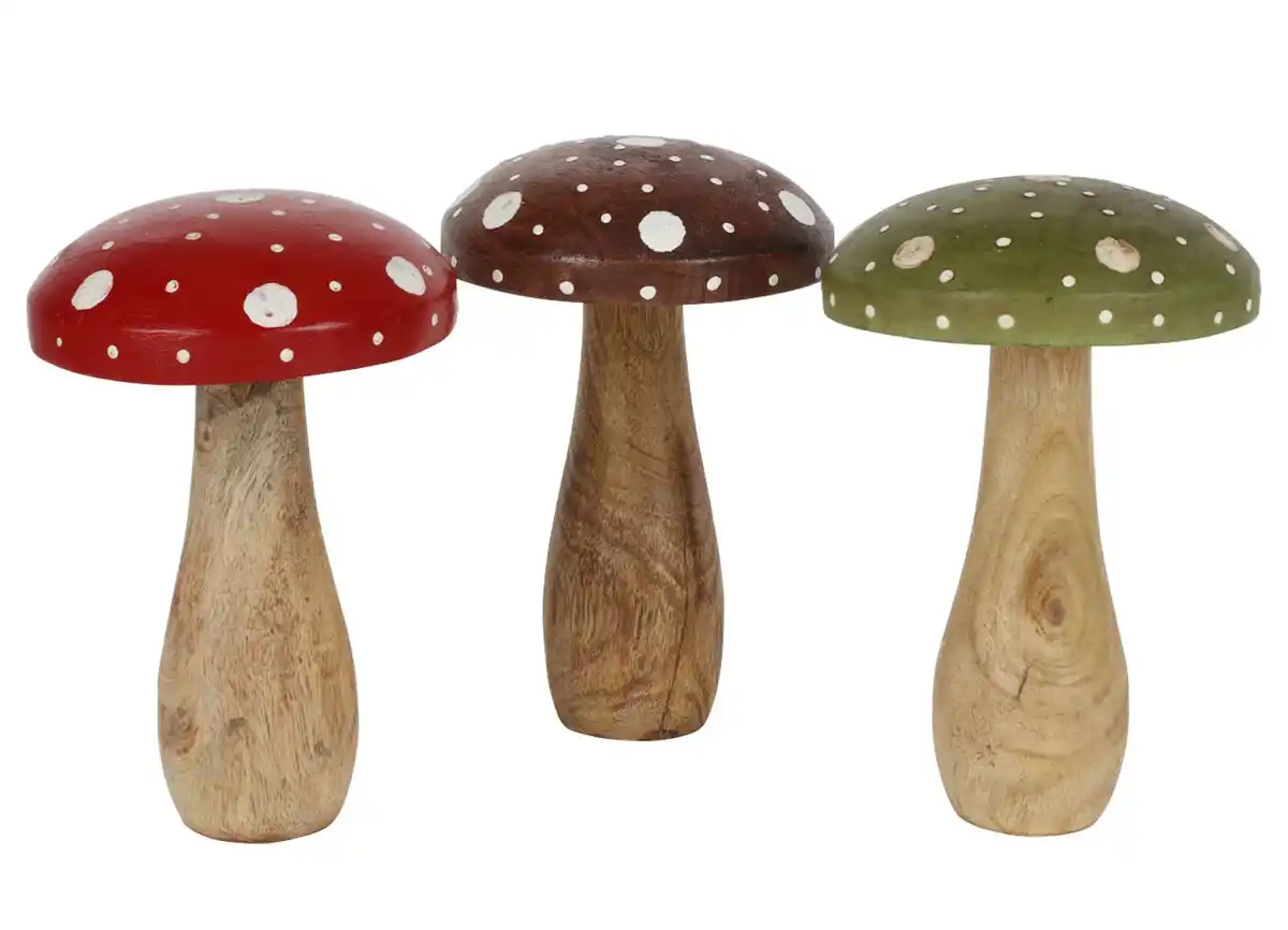 Bild 1 von Großer Deko-Fliegenpilz aus Mangoholz 15cm