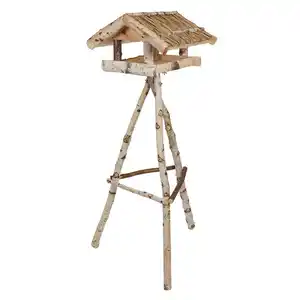Vogelfutterhaus mit Standfuß aus Birkenholz 128cm
