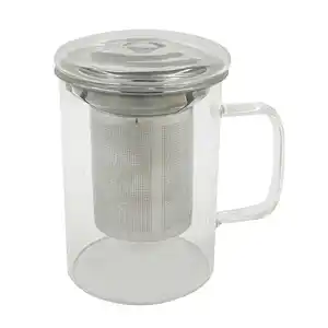 Glastasse 450ml mit Deckel und Sieb