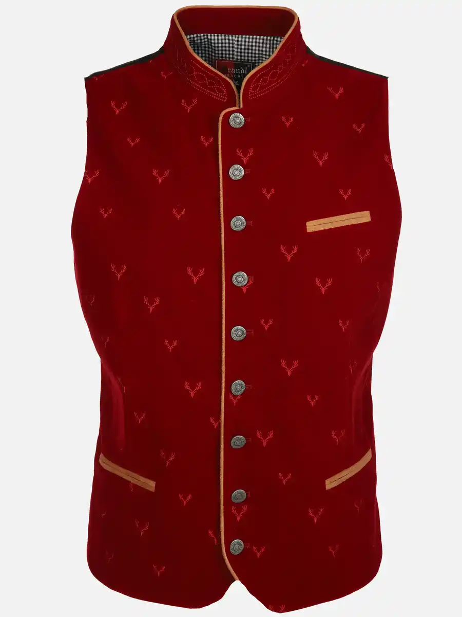 Bild 1 von Herren Samt Trachtenweste mit Stickerei Rot