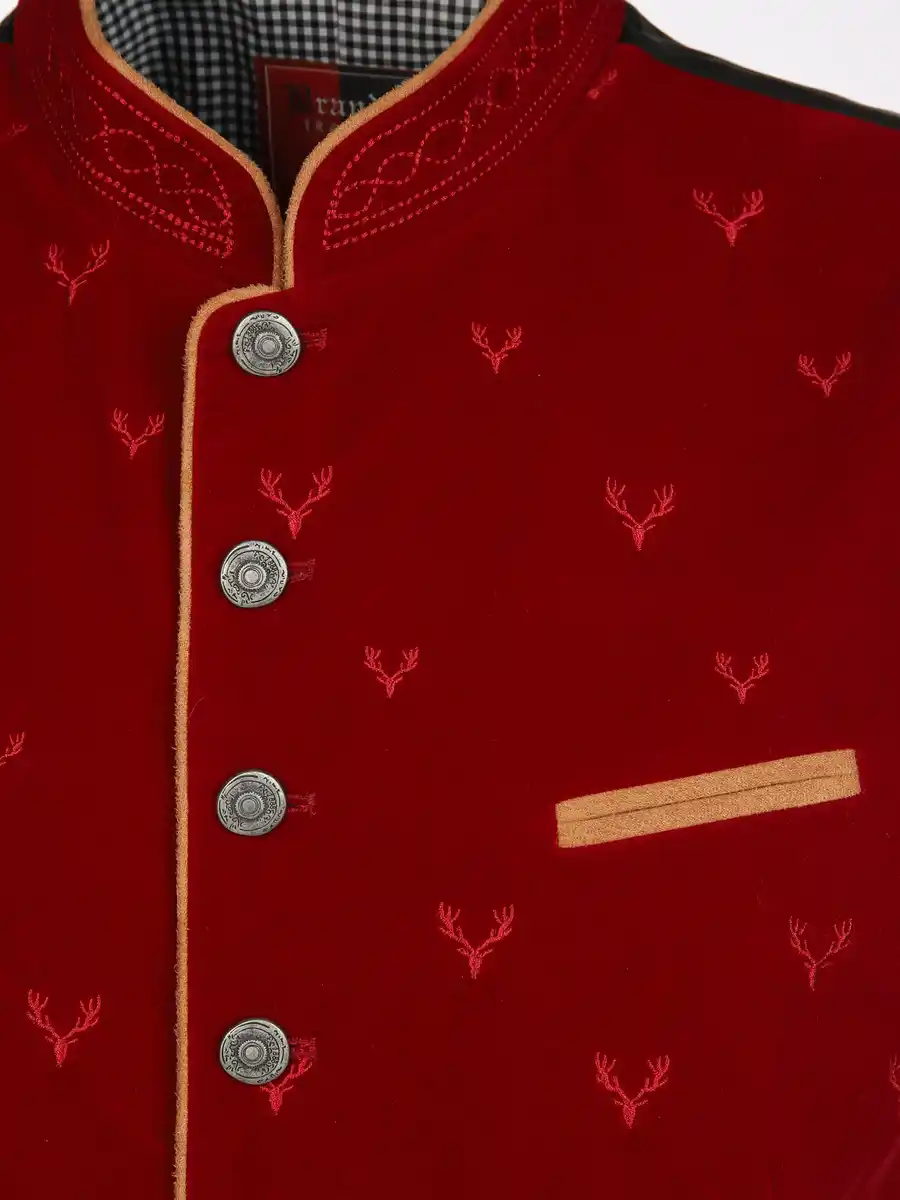 Bild 3 von Herren Samt Trachtenweste mit Stickerei Rot
