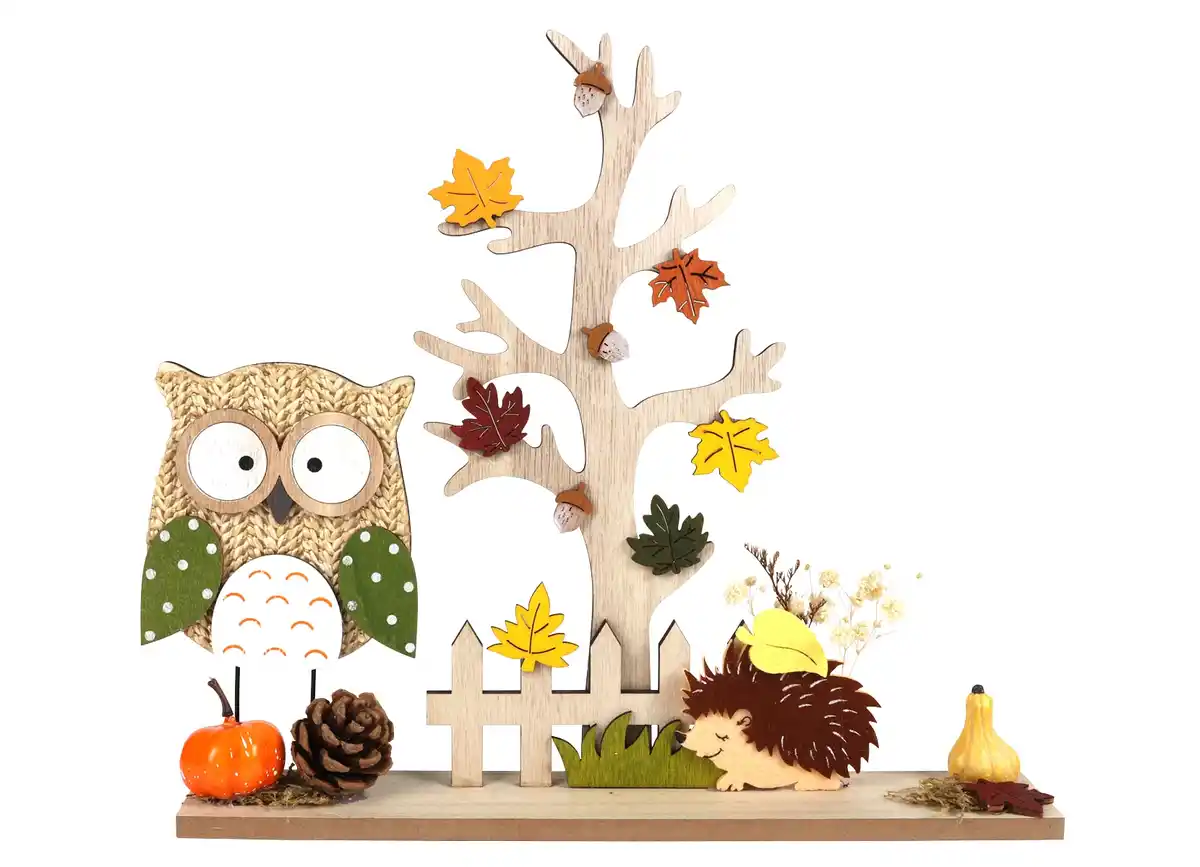 Bild 1 von Holz Deko Eule mit Baum
