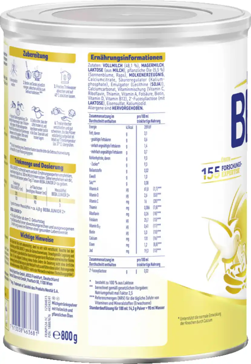 Bild 3 von BEBA Kindermilch 2+ ab dem 2. Geburtstag, 800 g