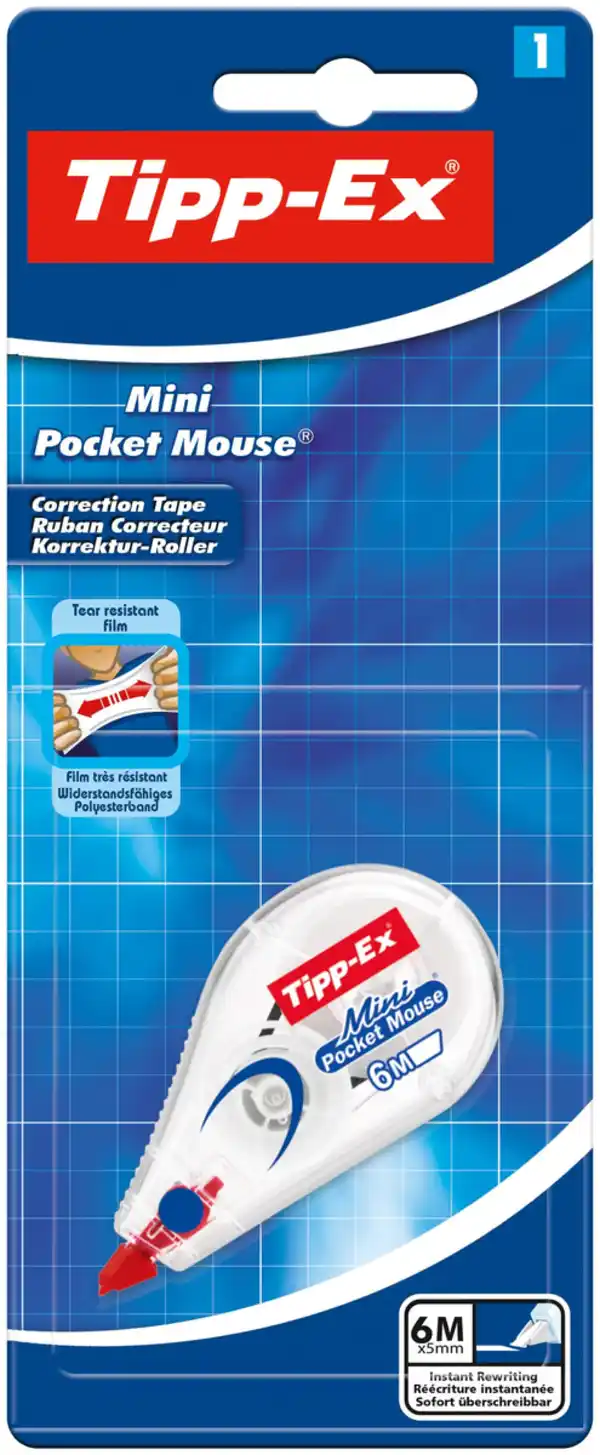 Bild 1 von Tipp-Ex Mini Pocket Mouse Korrekturroller - 6 m x 5 mm, 1er Pack, 0 wei
