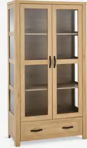 Vitrine JUNGEN 2 Türen 1 Schublade warm eichefarben