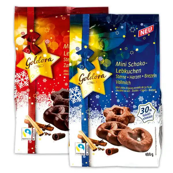 Bild 1 von Goldora Mini Schoko Lebkuchen Sterne / Herzen / Brezeln