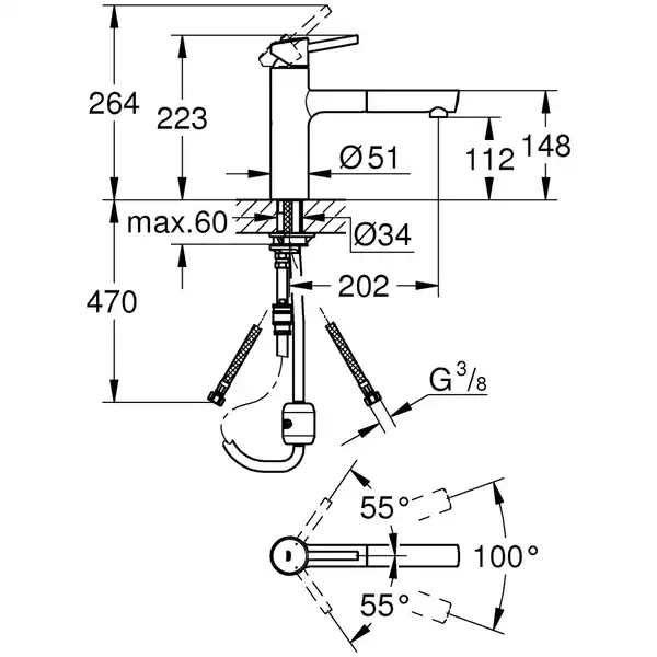 Bild 2 von GROHE Einhand-Spültischbatterie »Concetto«, chromfarben, Anschluss: Flex-Schläuche
