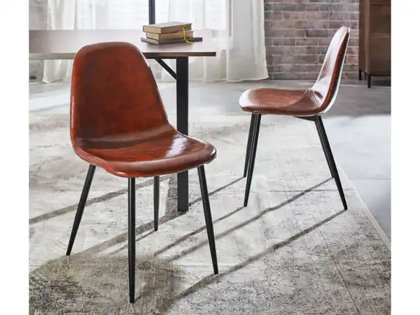 Bild 2 von LIVARNO home Stuhl »San Diego«, braunes Kunstleder, 2 Stück