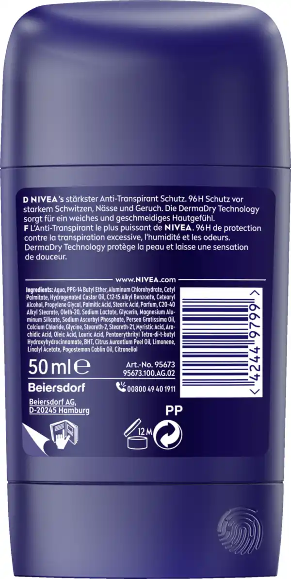 Bild 2 von NIVEA MEN Derma Dry Control Maximum Anti-Transpirant Stick, 50 ml