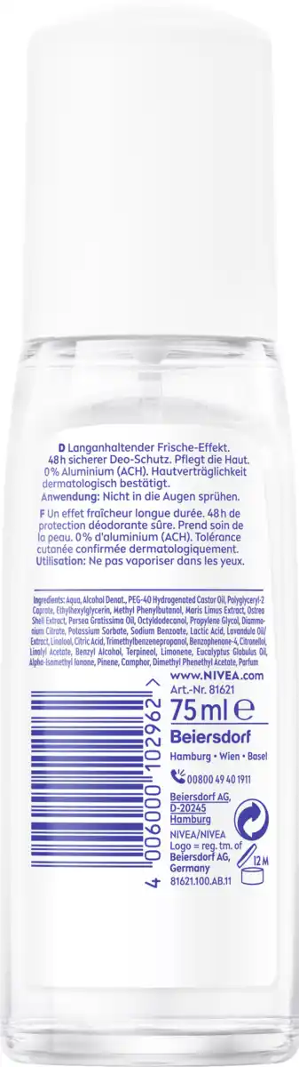 Bild 2 von NIVEA Fresh Natural Deodorant Pumpspray, 75 ml