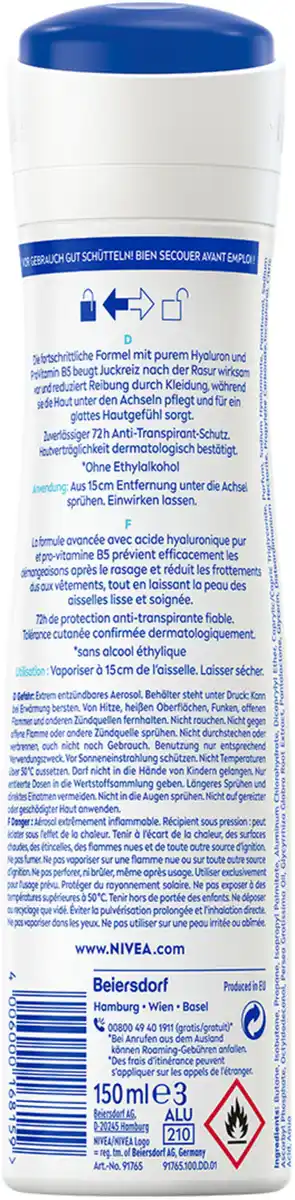 Bild 2 von NIVEA Anti-Transpirant Spray Derma Control Defend, 150 ml