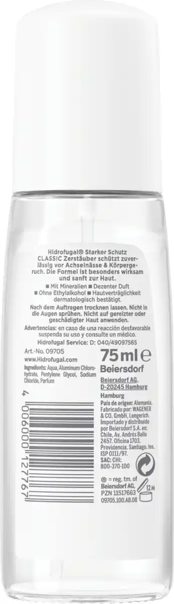 Bild 2 von Hidrofugal Classic Anti-Transpirant Zerstäuber Reisegröße, 75 ml