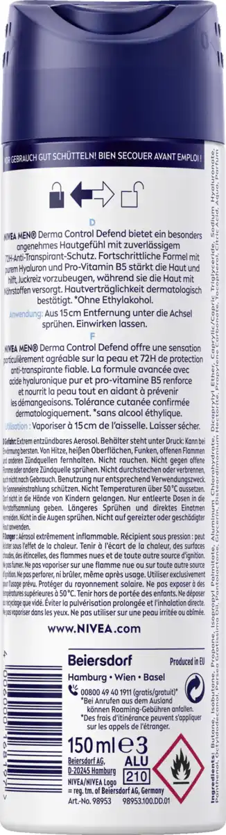 Bild 2 von NIVEA MEN Anti-Transpirant Spray Derma Control Defend, 150 ml
