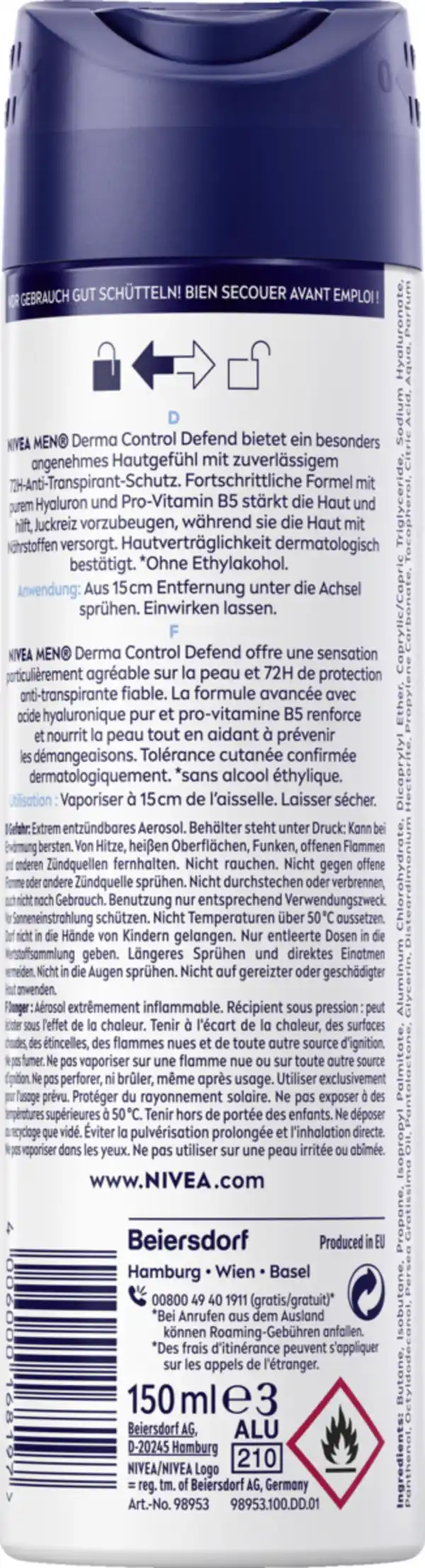 Bild 2 von NIVEA MEN Anti-Transpirant Spray Derma Control Defend, 150 ml