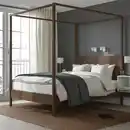 Bild 2 von YTTERVÅG Himmelbettgestell, graubraun/Leirsund, 180x200 cm