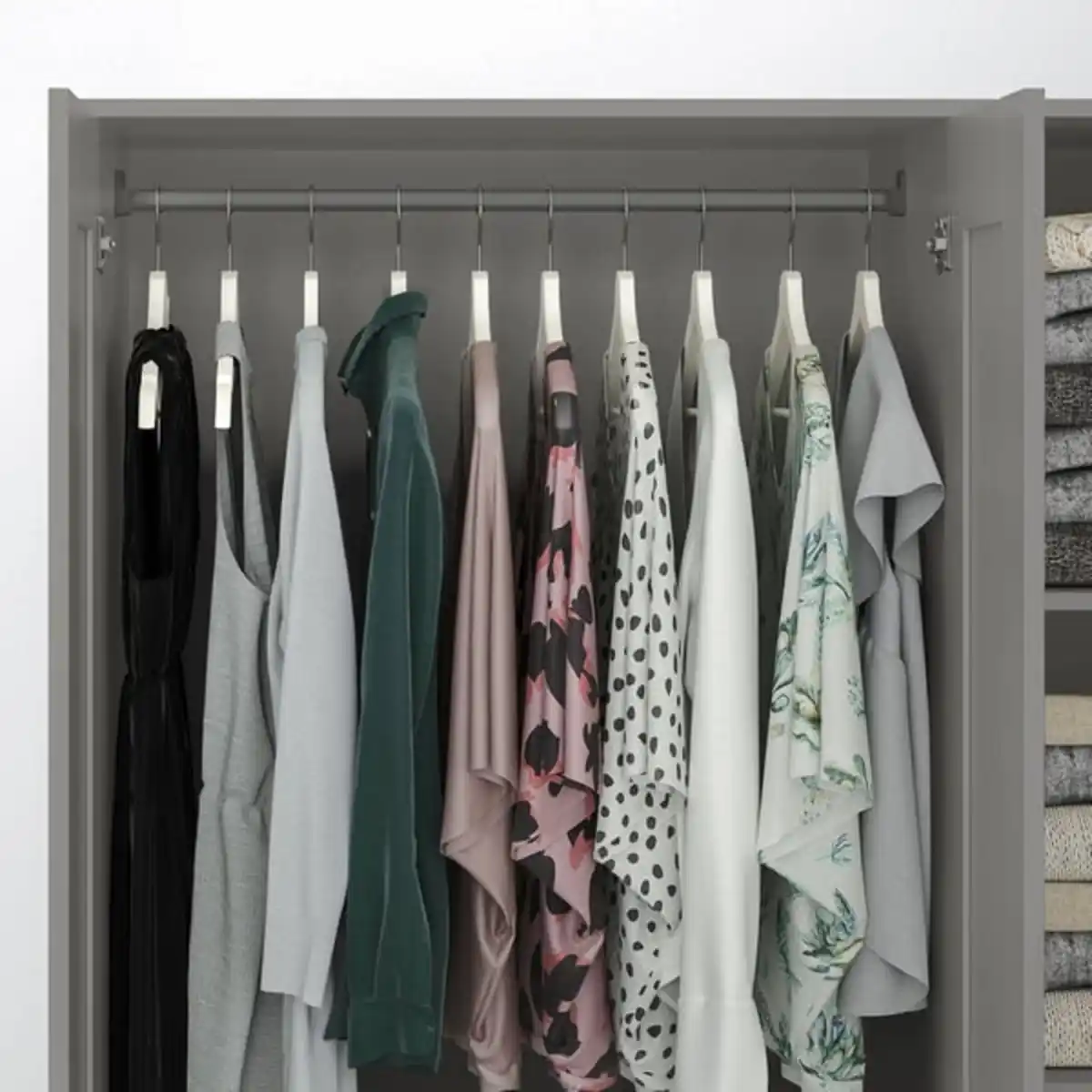 Bild 4 von BRIMNES Kleiderschrank 3-türig, grau, 117x190 cm