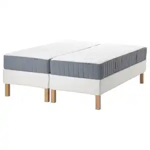 ESPEVÄR/VALEVÅG Boxbett, weiß/mittelfest hellblau, 180x200 cm
