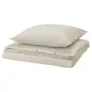 Bild 1 von SOLFIBBLA Bettwäsche-Set, 2-teilig, weiß beige/Streifen, 140x200/80x80 cm