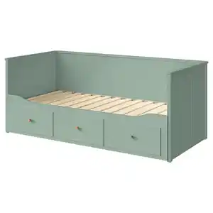 HEMNES Tagesbettgestell/3 Schubladen, graugrün, 80x200 cm