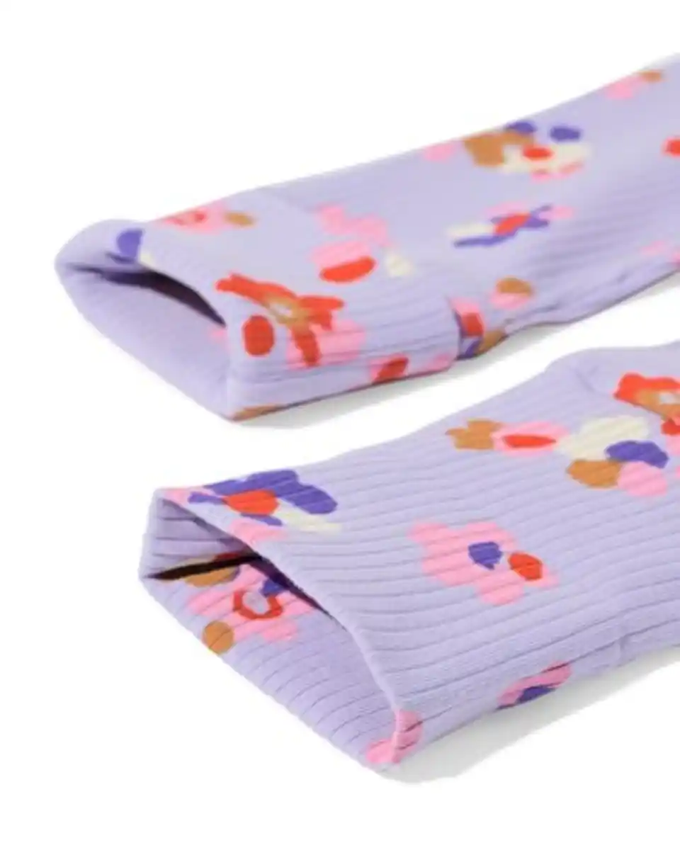 Bild 4 von Mitwachsende Babyleggings mit Rippstruktur und Blumen violett
