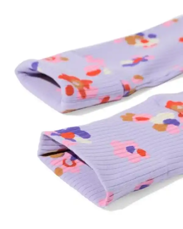Bild 4 von Mitwachsende Babyleggings mit Rippstruktur und Blumen violett