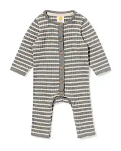 Newborn-Playsuit gestreift grau