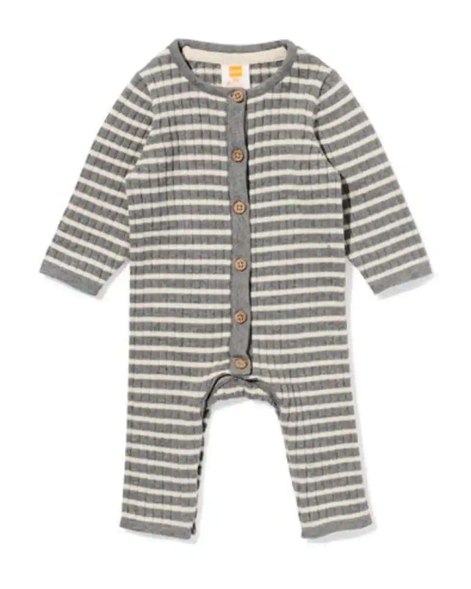 Bild 1 von Newborn-Playsuit gestreift grau