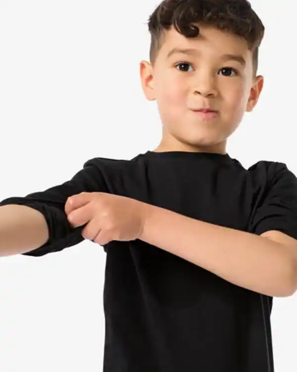 Bild 4 von 2er-Pack Basic-Kinder-Shirts, Baumwolle/Elasthan schwarz