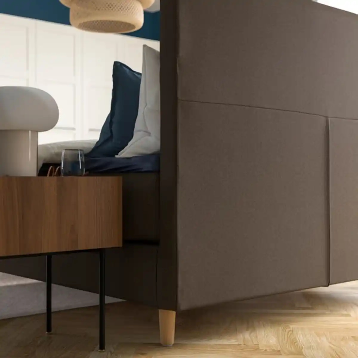 Bild 4 von HEMFJÄLLET Boxspringbett, Vesteröy fest/mittelfest/Näsfjället Tonerud dunkel graubraun, 160x200 cm