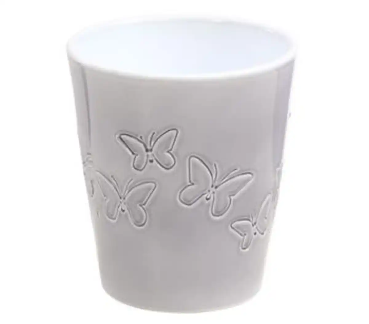 Bild 1 von Dehner Keramik-Übertopf Butterfly, konisch, hellgrau, ca. Ø14 cm