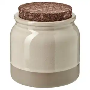 BRUGDHAJ Dose mit Deckel, beige, 1 l
