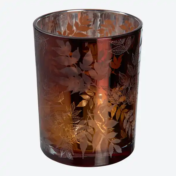 Bild 3 von Kerzenglas mit Blätterdesign, ca. 8/12,5 cm
