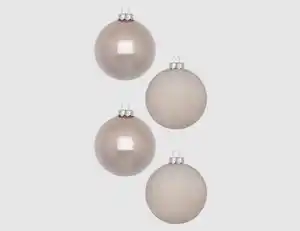 Weihnachtskugeln Taupe, Alabaster Glas Ø8cm supermatt & opal