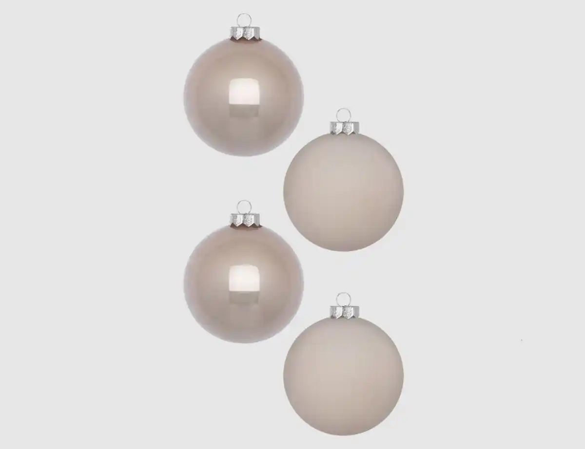 Bild 1 von Weihnachtskugeln Taupe, Alabaster Glas Ø8cm supermatt & opal