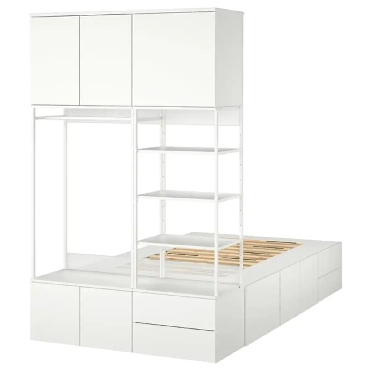 Bild 3 von PLATSA Bettgestell mit 8 Türen + 4 Schubl., weiß/Fonnes, 142x244x223 cm