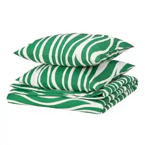 PORTLAKMÅLLA Bettwäsche-Set, 3-teilig, grün/weiß, 240x220/80x80 cm