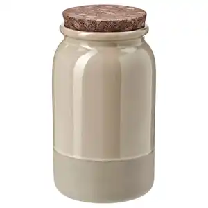 BRUGDHAJ Dose mit Deckel, beige, 1.2 l