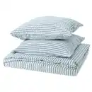 Bild 1 von SMÅNUNNEÖRT Bettwäsche-Set, 3-teilig, dunkel graublau weiß/gestreift, 240x220/80x80 cm
