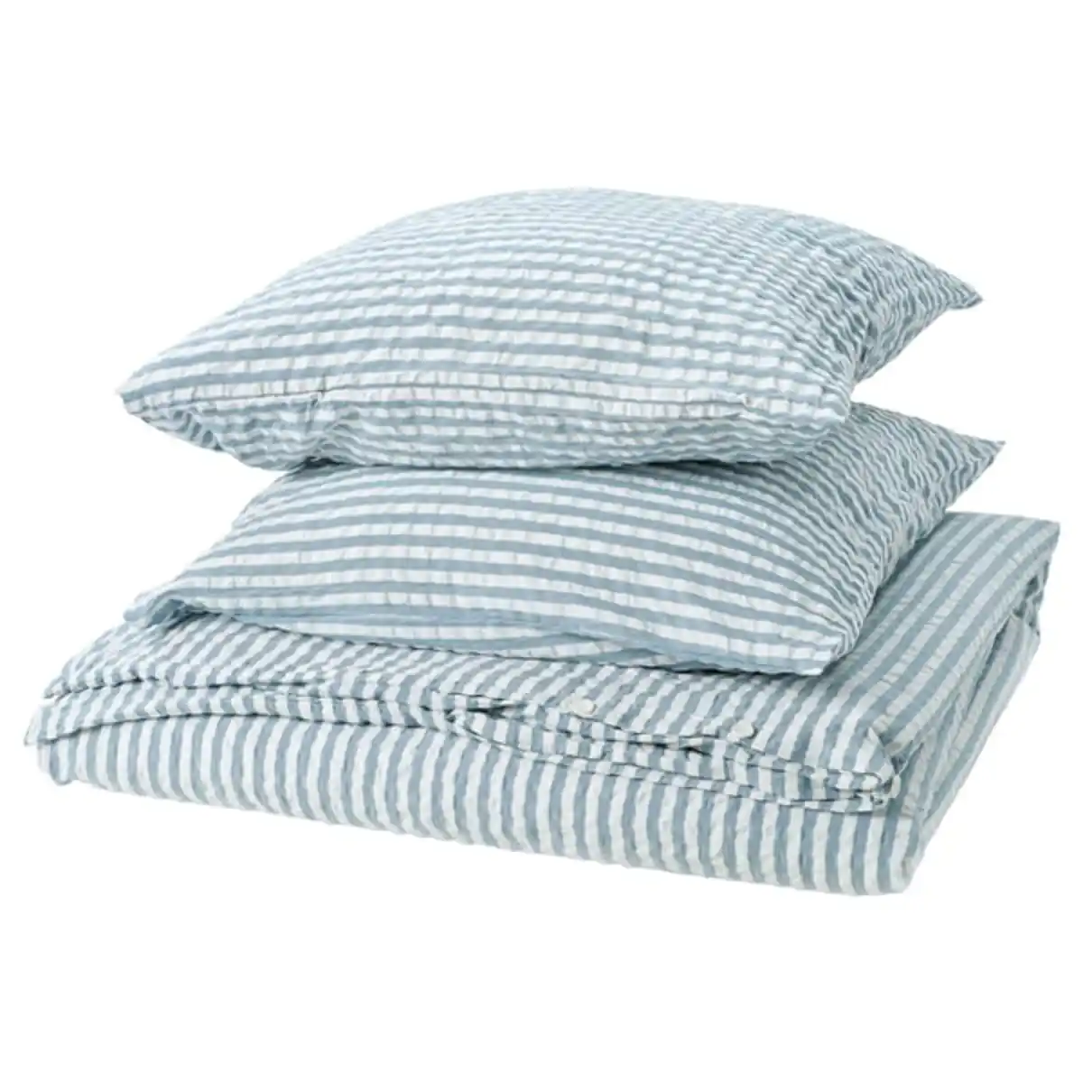 Bild 1 von SMÅNUNNEÖRT Bettwäsche-Set, 3-teilig, dunkel graublau weiß/gestreift, 240x220/80x80 cm