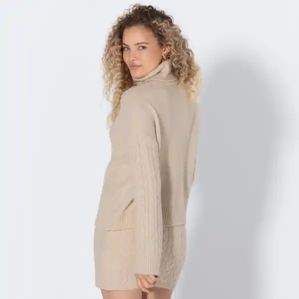 Bild 4 von Damen-Zopfstrickpullover mit Rollkragen