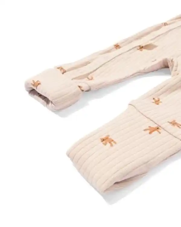 Bild 3 von Newborn-Strampler zum Mitwachsen, LENZING™ ECOVERO™, gerippt, Bären ecru