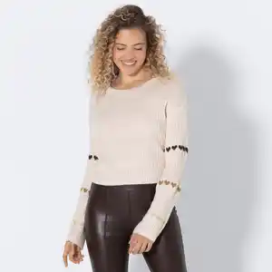 Damen-Strickpullover mit Trompetenärmel
