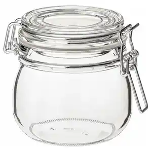KORKEN Dose mit Deckel, Klarglas, 0.5 l