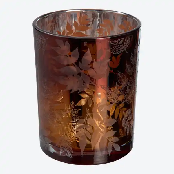 Bild 2 von Kerzenglas mit Blätterdesign, ca. 8/12,5 cm