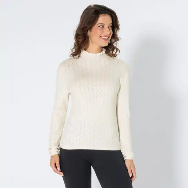 Bild 1 von Damen-Ajour-Pullover mit Rüschenkante