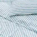 Bild 2 von SMÅNUNNEÖRT Bettwäsche-Set, 3-teilig, dunkel graublau weiß/gestreift, 240x220/80x80 cm