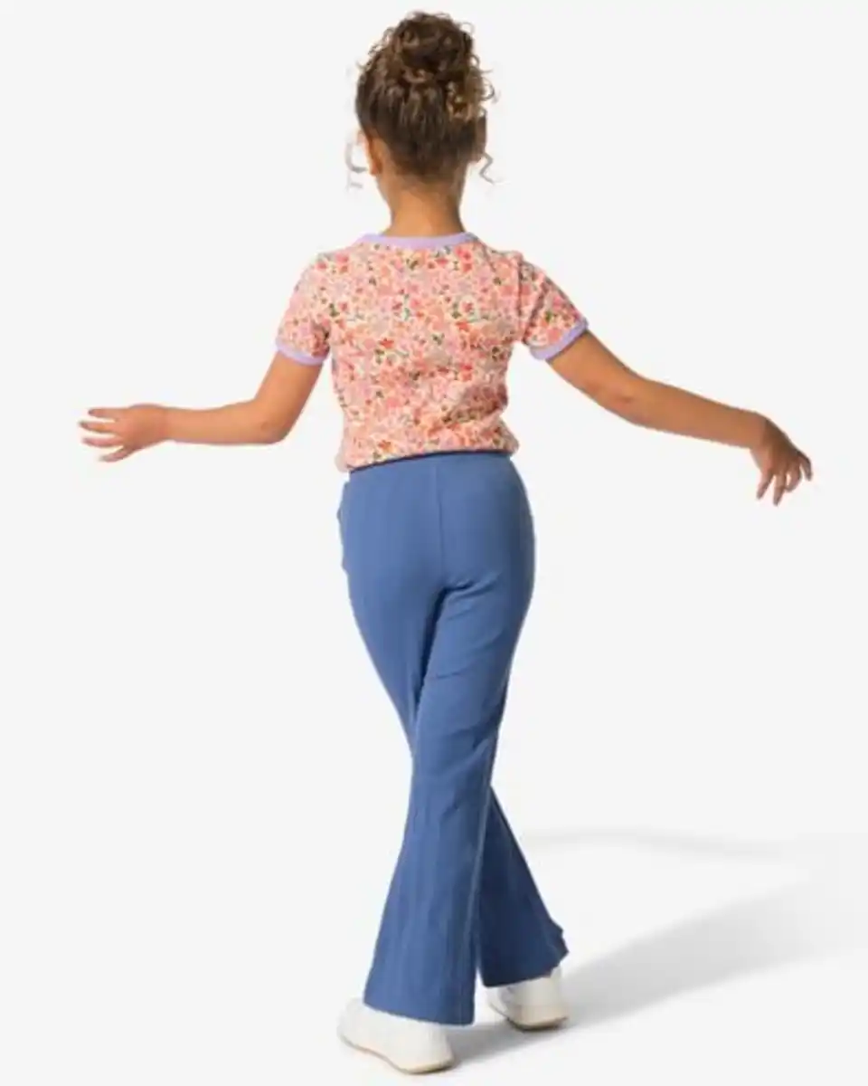 Bild 4 von Ausgestellte Kinderleggings mit Rippstruktur blau