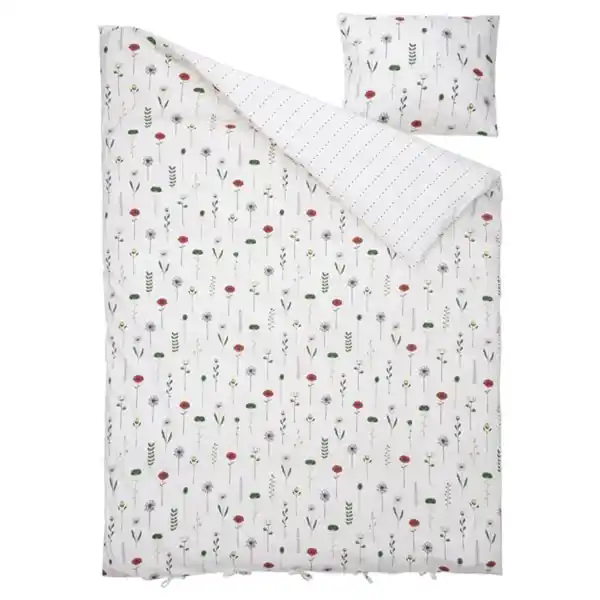 Bild 2 von NATTSLÄNDA Bettwäsche-Set, 2-teilig, Blumenmuster bunt, 140x200/80x80 cm
